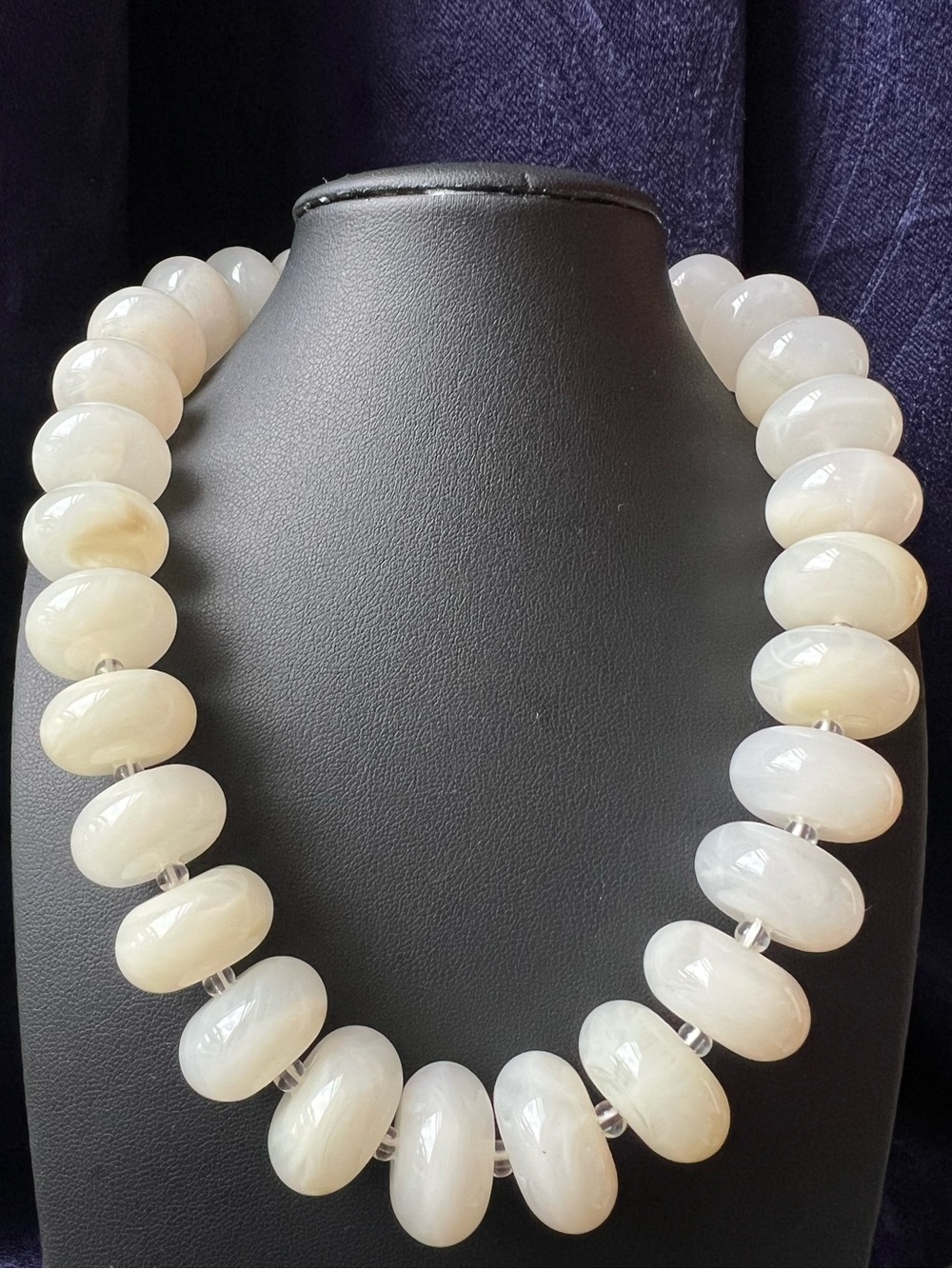 Cream Beaded Resin Statement Necklace NWOT